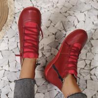 Botines planos vintage para mujer, zapatos informales con cordones - details 5