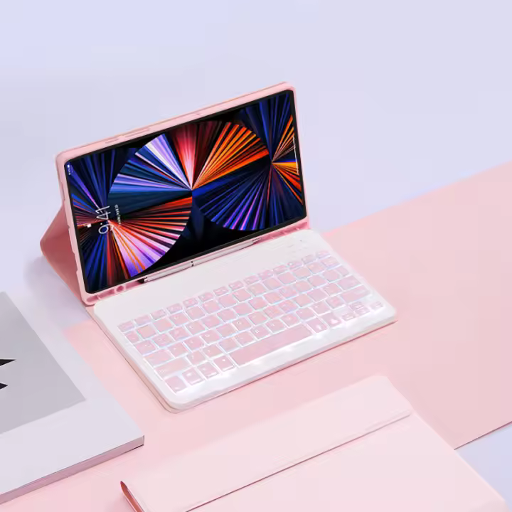 Teclado retroiluminado de 7 colores para Galaxy Tab A9 + A9 Plus, 11 pulgadas, SM-X210, X216, X218, Funda con soporte para lápiz, teclado español - 1