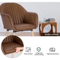 Silla de Comedor Estilo Vintage Juego de 1, Silla Cocina, Silla Nordica con Respaldo y Reposabrazos, Tela Pana, Estructura de Madera, Sillas para Tocador, Escritorio, Crema, EZS26cm-1 - details 22