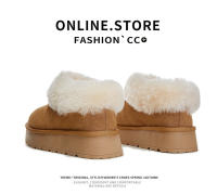Botas de nieve de cuero Forro polar de suela gruesa Botas cortas de pelo real cálido - details 21