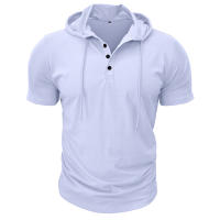 Hombres Deportes Fitness Casual al aire libre de manga corta camiseta con capucha Top Henley Shirt. - details 38