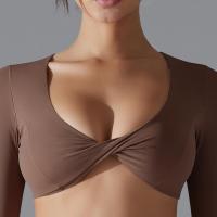 Nuevos deportes de manga larga Fiess para mujer, cuello en V profundo, ajustado, transpirable, estilo Ins, ropa de Yoga al aire libre, Tops cortos - details 14