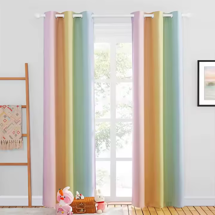 Cortina opaca con gradiente de arcoíris colorido para sala de estar, decoración de fiesta de boda, estilo campestre, decoración gótica para el hogar, 1 unidad - 1