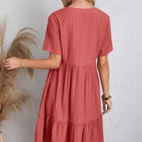 Vestidos de mujer falda suelta mangas cortas informales túnica vestido fluido - details 3