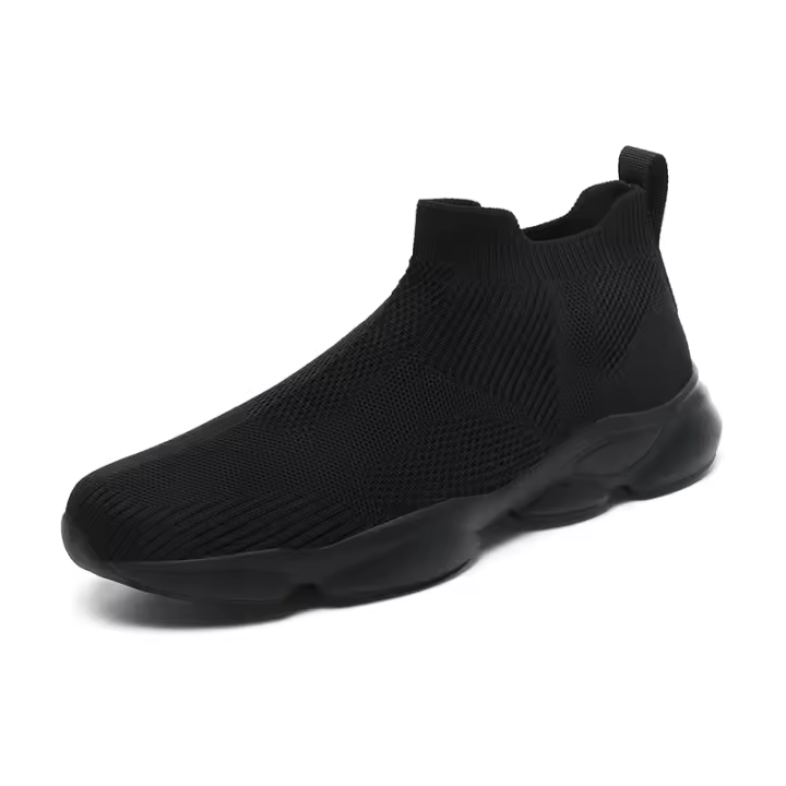 Zapatillas de deporte informales sin cordones para hombre, zapatos transpirables para caminar, ligeros, talla grande, color negro - 1
