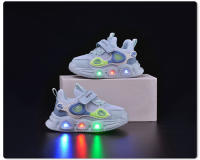 Nuevos zapatos de malla luminosos de primavera y otoño para niños y niñas, zapatos de bebé con suela suave iluminada, zapatos deportivos casuales con velcro para niños a la moda - details 2
