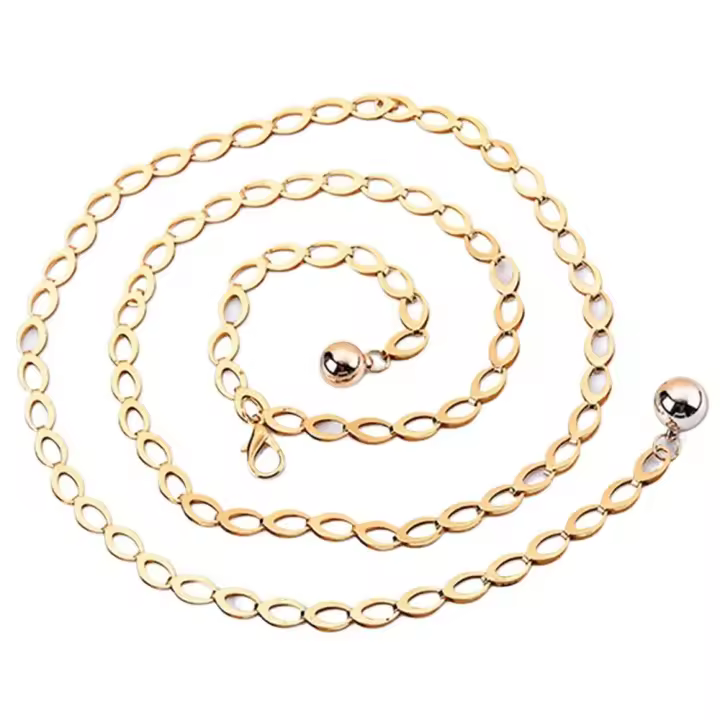 Cadena de cintura hueca elegante, cadena ovalada, cinturón para el vientre, cinturón de Metal, cadena para el cuerpo que combina con todo, pretina para exteriores - 1