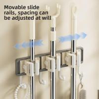 Gancho de pared de plástico con diseño de clip, ahorrador de espacio, práctico organizador multiusos para escoba y mopa - details 1
