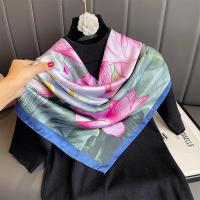 Bufanda cuadrada de seda con estampado de moda de 90CM para mujer, diadema de diseño, pañuelo para mujer, Hijab, chal, Foulard Echarpe para la cabeza - details 13