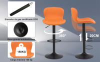 Taburetes Altos de Cocina Juego de 2, Taburete de Bar Regulable en Altura en Cuero PU, Taburete Alto con Respaldo y Reposapiés, Taburete Cocina Giratorio, Moderno, Naranja - details 2