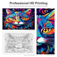 RUOPOTY-pintura acrílica por números para adultos, dibujo de gato colorido, regalo Diy, decoración del hogar para niños, artesanía - details 2