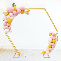 Arco de hierro hexagonal para boda, soporte de fondo para ceremonia, soporte de Metal para fiesta, 8,2 pies - details 1