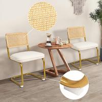 Pack de 2 Comedor Tapizadas, Sillas de Cocina Modernas con Patas de Metal, Gran Estabilidad y Capacidad de Carga, Blanco, Ratán, Vellón, Espuma - details 6