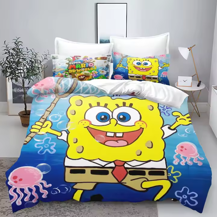 Exquisito Conjunto de Ropa de Cama de Dibujos Animados SpongeBob SquarePants - 1