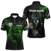 Camisas con estampado de dardos 3D de tendencia para hombre, camisa de manga corta con nombre de equipo personalizado a la moda, camisetas holgadas informales con botones de solapa - details 6