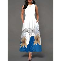 Women's Boho Long Dress Elegant Sleeveless Floral Print Casual Beach Party Summer Dress - details 30