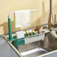Organizador de grifo Telescc para fregadero de cocina, estante de almacenamiento ajustable para esponja, toalla y jabón - details 8