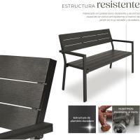 Banco de Jardín Moderno para Dos Personas, Estructura de Aluminio Resistente, Banco Jardin, Asiento de Poliestireno Efecto Madera, Ideal para Patio y Terraza Exterior - Oscuro - details 5