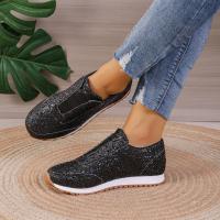 Zapatos planos informales de malla para mujer, zapatillas vulcanizadas con lentejuelas y cordones, deportivas para correr al aire libre, otoño - details 4