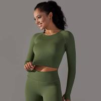-Top Camisa deportiva de yoga de manga larga a rayas para mujer, sin costuras, que absorbe la humedad - details 24