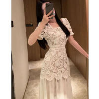 Vestido Elegante de Encaje Largo de Verano 2025 Lujo Ligero Niche para Mujeres - details 1