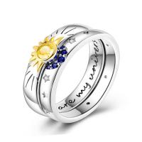 Anillo de Plata de Ley 925 con Encanto de Líneas Brillantes Diseño de Estrella, Luna, Flor para Mujer, Joyería de Boda - details 3