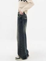 Pantalones vaqueros de pierna ancha estilo Haruku para mujer, moda urbana, Retro, rectos, sueltos, Otoño e Invierno - details 6