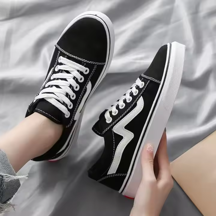 Zapatillas deportivas de lona transpirables para mujer, calzado deportivo plano para caminar al aire libre, ideal para estudiantes jóvenes, tenis, parte superior baja, color blanco - 1