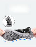 👍 🧡 🤞   Sandalias de hombre de cuero con bolsa de malla, puntera hueca, verano 2025, nuevas, transpirables, para exteriores, informales, zapatos de playa, con agujeros, estilo papá. - details 2