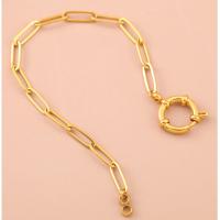 Pulsera de acero inoxidable para mujer, joyería simple de moda con cadena cruzada dorada - details 4