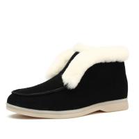 Nuevas botas de nieve de gran tamaño, zapatos de algodón para la nieve a la moda para mujer, zapatos cálidos de algodón de terciopelo, botas de algodón informales de barril corto - details 2