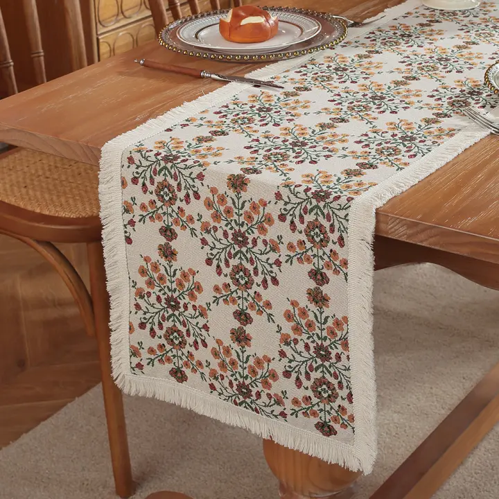 Mantel de Mesa Vintage de 78 pulgadas Pintura al Óleo de Otoño Diseño Geométrico Lineno - 1