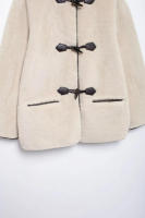 TRAFZA-Chaqueta de piel gruesa con hebilla de cuerda para mujer, abrigo holgado de manga larga con bolsillo, Simple y cálido, invierno, nueva moda - details 6