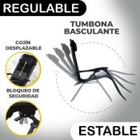 2 sillas Gravedad Cero Camping jardín y terraza, reclinables, Bloqueo de Seguridad, Estructura Acero Gris y Asiento Lona Oxford poliéster 3D Beige - details 11