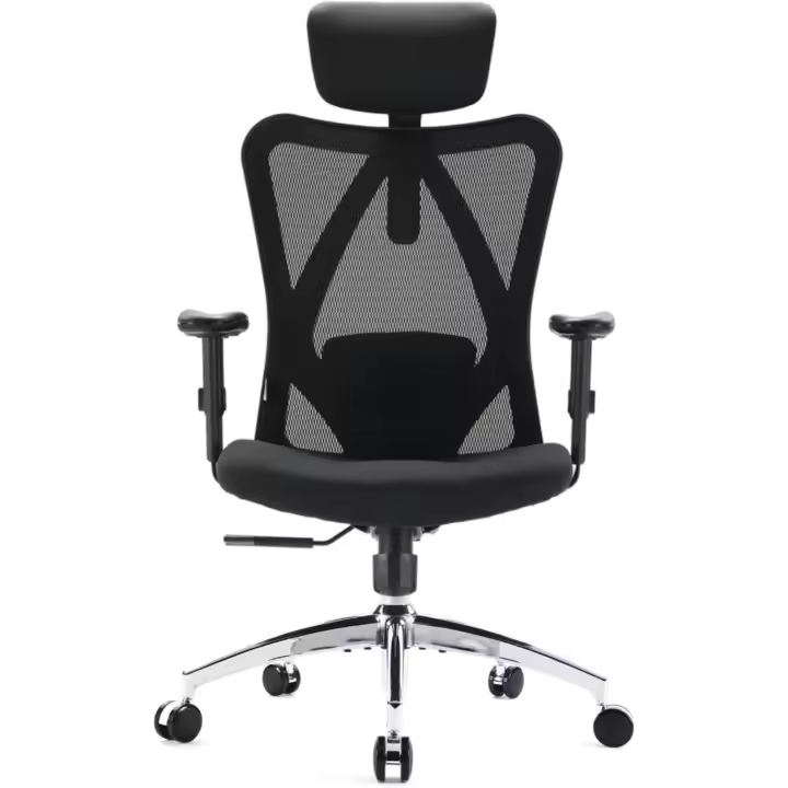 M18 Silla Ergonómica de Oficina, Silla de Escritorio con Soporte Lumbar Ajustable, Reposacabezas y Apoyabrazos, Malla Giratoria, Mecanismo de Inclinación, Carga máxima de 150 kg/ 330LB - 1