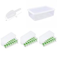 Bandeja para cubitos de hielo con tapa y contenedor Bandejas de cubitos de hielo de plástico de silicona para congelador con caja/contenedor Cubo helado para sopa, comida, cóctel, café - details 4