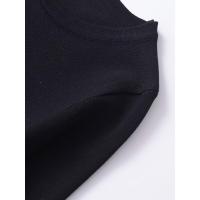 Otoño Invierno mujer dobladillo plisado Vestido corto de punto manga larga cuello redondo bolsillos frontales con botón Mini vestidos negro - details 4