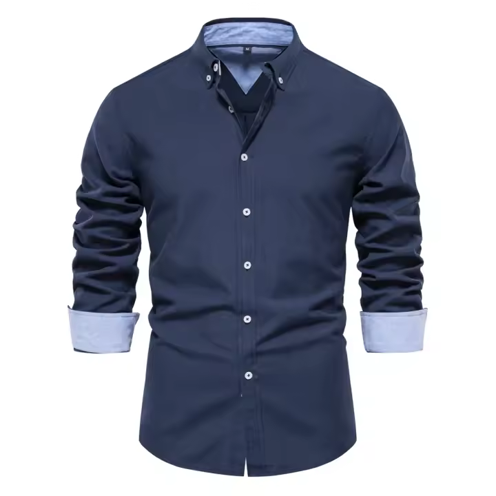 2025 nueva camisa Oxford de algodón de otoño para hombres camisas casuales de negocios sociales con botones de manga larga para hombres - 1