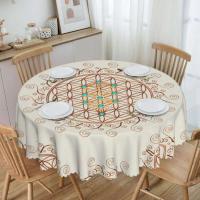 Mantel circular mandala, flor de loto de la vida, impermeable, resistente al aceite, 60 pulgadas, forma geométrica sagrada - details 57