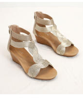 Sandalias de cuña de verano, talla grande, zapatos de mujer adelgazantes con cremallera trasera, zapatos romanos - details 15