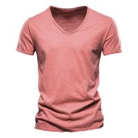 Camiseta de algodón para hombre, camisetas sólidas ajustadas con diseño de moda con cuello en V, camisetas para hombre, camisetas de manga corta para hombre - details 9