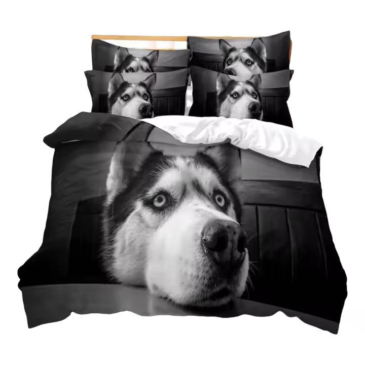 Conjunto de Ropa de Cama de Husky 3D Cubierta de Edredón Diseño de Moda para Cama de Rey - 1
