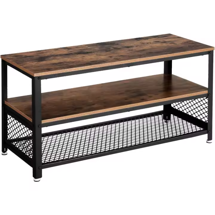 Gabinete Industrial para TV de hasta 43 Pulgadas, Soporte para TV, Consola, Mesa de Centro Pequeña con Marco de Metal, para Dormitorio de Sala, Color Negro, 100 cm - 1