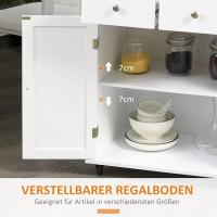 Carro auxiliar de madera con ruedas, carrito de servicio con 2 cajones regulables y barra para colgar 89x45x89,5 cm - details 6