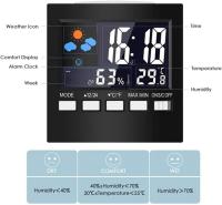 Bonito y pequeño reloj despertador Digital, relojes de mesita de noche, tiempo, temperatura, humedad, 12/24H, para el hogar, dormitorio, oficina - details 1