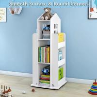 Estantería giratoria de 3 niveles con forma de castillo para niños, color blanco, estantería de almacenamiento para libros, juegos, juguetes, sala de juegos, dormitorio - details 7