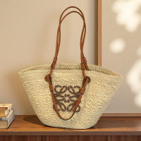 Bolso de paja tejido de gran capacidad, bolso de mano hecho a mano, bolso de estilo festivo, bolso de hombro - details 8