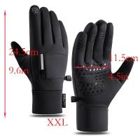 Guantes de motorista para hombre, polares de peluche resistentes a la abrasión, impermeables, para senderismo, 1 par - details 8