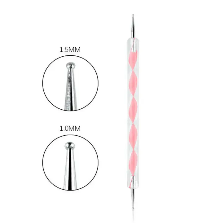 Pluma Profesional para Arte de Uñas con Doble Vía Herramienta de Manicura para Madera Marbleizadas y Acero con Piedras Preciosas - 1