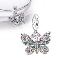 Abalorio brillante de mariposa, Pulsera Original de Plata de Ley 925 para la fabricación de joyas - details 0